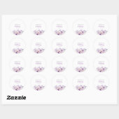 Personalized Purple Floral Birthday  Runder Aufkleber (Blatt)