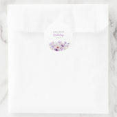 Personalized Purple Floral Birthday  Runder Aufkleber (Tasche)