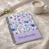 Personalized Purple Floral Elegant Custome Name Notizblock