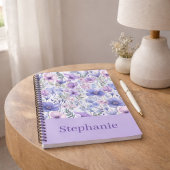 Personalized Purple Floral Elegant Custome Name Notizblock