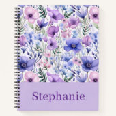 Personalized Purple Floral Elegant Custome Name Notizblock (Vorderseite)
