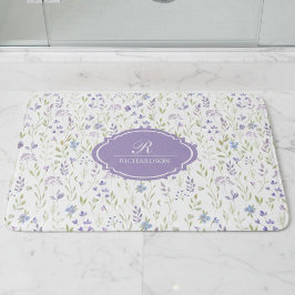 Personalized Purple Floral Monogram Badematte