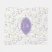 Personalized Purple Floral Monogram Fleecedecke (Vorderseite (Horizontal))