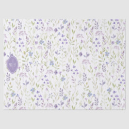 Personalized Purple Floral Monogram Seidenpapier