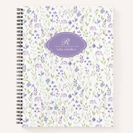 Personalized Purple Floral Notizblock (Vorderseite)