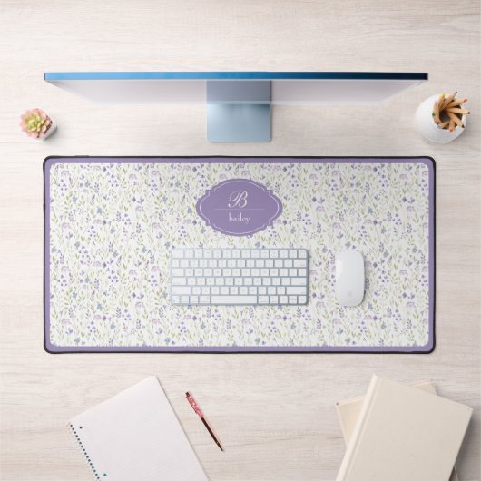 Personalized Purple Floral Schreibtischunterlage (Büro 1)