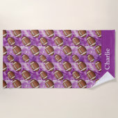 Personalized Purple Football Kids Strandtuch (Vorderseite)