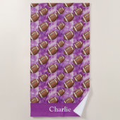 Personalized Purple Football Kids Strandtuch (Vorderseite)