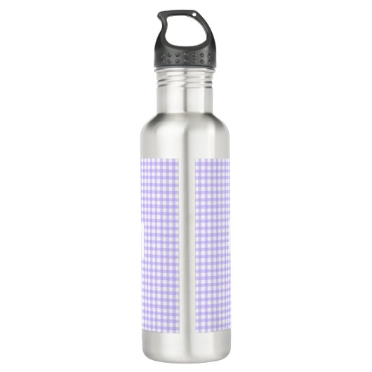Personalized Purple Gingham Pattern & Custom Name Edelstahlflasche (Rückseite)