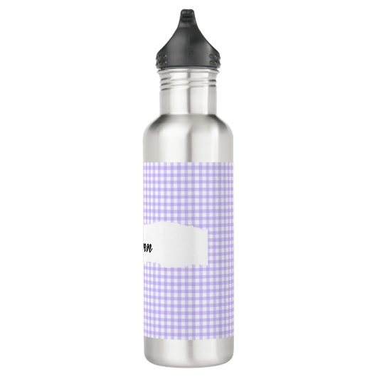 Personalized Purple Gingham Pattern & Custom Name Edelstahlflasche (Rechts)