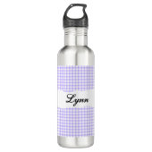 Personalized Purple Gingham Pattern & Custom Name Edelstahlflasche (Vorderseite)