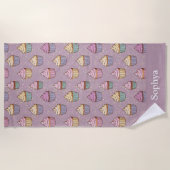 Personalized Purple Glitter Cupcake Strandtuch (Vorderseite)