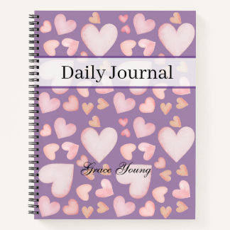Personalized Purple Heart Daily Journal Custom Notizblock