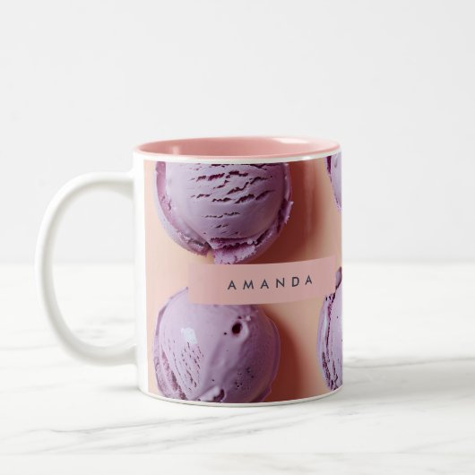 Personalized Purple Ice Cream Scoop Zweifarbige Tasse (Links)