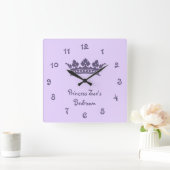 Personalized Purple Princess Girl's Bedroom Quadratische Wanduhr (Zuhause)