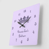 Personalized Purple Princess Girl's Bedroom Quadratische Wanduhr (Winkel)
