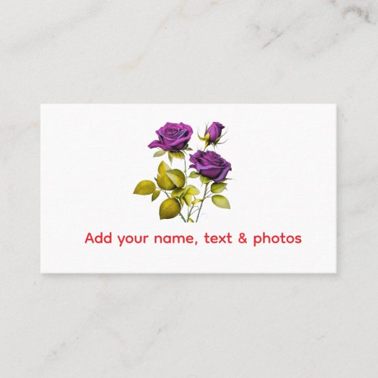 Personalized Purple Rose Business Card | Add Your Visitenkarte (Vorderseite)