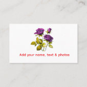 Personalized Purple Rose Business Card | Add Your Visitenkarte (Rückseite)