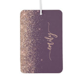Personalized Purple Rose Gold Glitter Autolufterfrischer (Vorderseite)
