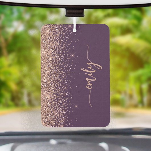 Personalized Purple Rose Gold Glitter Autolufterfrischer