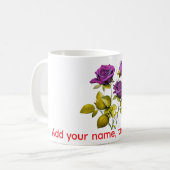 Personalized Purple Rose Mug | Add Your Name, Text Kaffeetasse (Vorderseite Links)