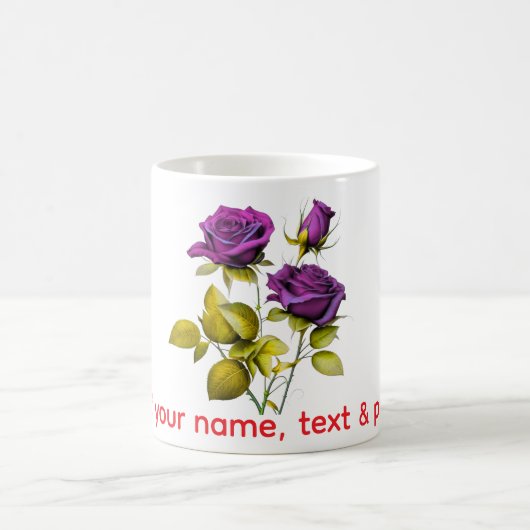 Personalized Purple Rose Mug | Add Your Name, Text Kaffeetasse (Mittel)