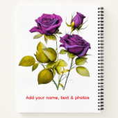 Personalized Purple Rose Notebook | Add Your Name Notizblock (Rückseite)