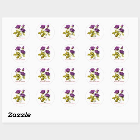 Personalized Purple Rose Sticker | Add Your Name (Blatt)