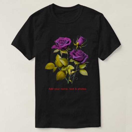 Personalized Purple Rose T‑Shirt | Add Your Name T-Shirt (Design vorne)