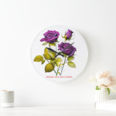 Personalized Purple Rose Wall Clock | Add Your Große Wanduhr (Zuhause)