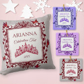 Personalized Purple Tiara & Butterflies Keepsake Keramikornament
