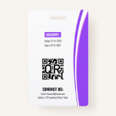 Personalized Purple White Corporate Staff ID Badge Ausweis (Rückseite)