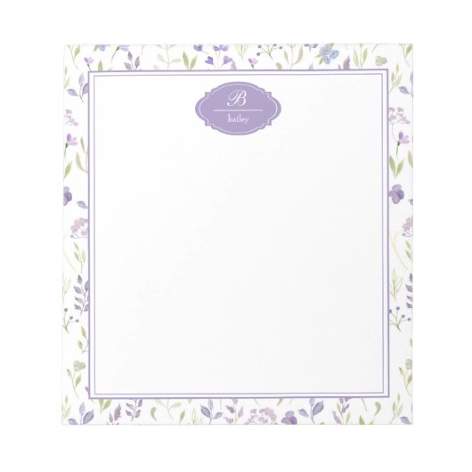 Personalized Purple Wildflower Floral Notizblock (Vorderseite)