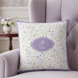 Personalized Purple Wildflower Monogram Kissen