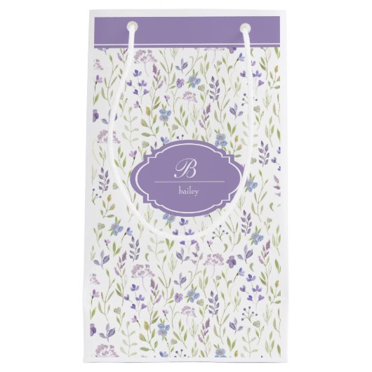 Personalized Purple Wildflower Monogram Kleine Geschenktüte (Vorderseite)