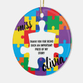 Personalized Puzzle Autism Teacher Keramik Ornament (Links)