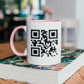 Personalized QR Code Mug with Pink Handle Tasse