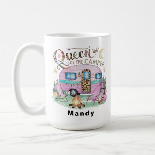 Personalized "Queen of the Camper" Glamping Kaffeetasse (Links)