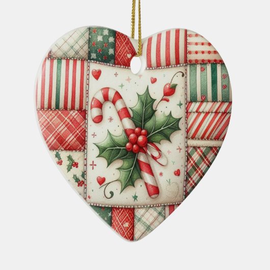 Personalized Quilter's Patchwork Star Christmas Keramik Ornament (Rechts)