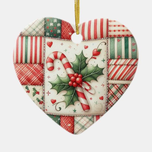 Personalized Quilter's Patchwork Star Christmas Keramik Ornament (Vorne)