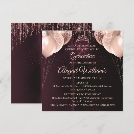 Personalized Quinceañera Invitation | Mis Quince A Einladung (Vorne/Hinten)