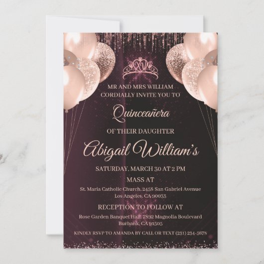 Personalized Quinceañera Invitation | Mis Quince A Einladung (Vorderseite)