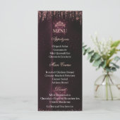 Personalized Quinceañera Menu Card | QUINCEAÑERA Menükarte (Stehend Vorderseite)