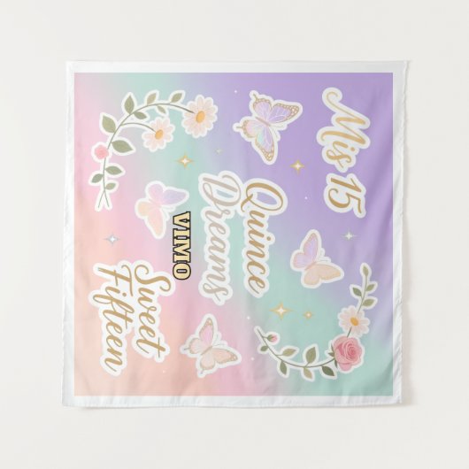 Personalized Quinceañera Photo Backdrop Wandteppich (Vorderseite (Horizontal))