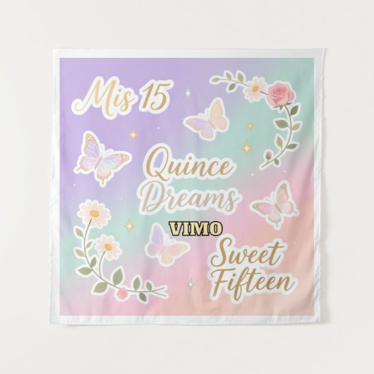 Personalized Quinceañera Photo Backdrop Wandteppich (Vorderseite)