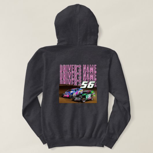 Personalized Race Car Name Number Hoodie (Design Rückseite)