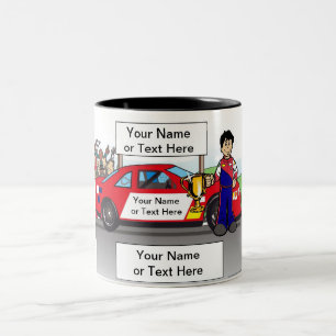 Personalized Race Car, Stock Car - Male Cartoon Co Zweifarbige Tasse