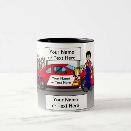 Personalized Race Car, Stock Car - Male Cartoon Co Zweifarbige Tasse (Mittel)