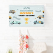 Personalized Race Car Theme Birthday Banner (Insitu)