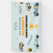 Personalized Race Car Theme Birthday Banner (Vertikal)